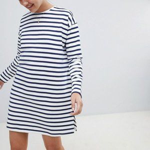 ASOS DESIGN sweat dress in stripe with long sleeves